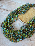 Green & Blue Multi-Strand Beaded Necklace