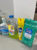 Cleaning Lot E, with (2) Buckets. Most bottles at least half full