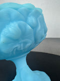 Fenton Blue Satin Water Lily Pedestal Covered Candy Dish