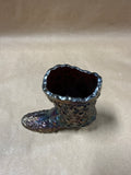 FENTON Amethyst Carnival Glass Daisy Button Iridescent Boot