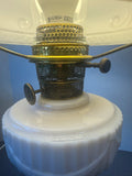 Aladdin Lincoln Drape Pink Alacite Floral Converted Oil Lamp (WORKS)