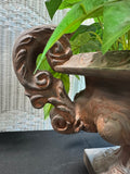 Artificial Philodendron in Large Rustic Resin Urn