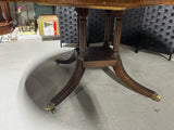 Henredon Round Dining Table with Brass Clawfeet and Inlay; On Casters/NO CHAIRS ***HEAVY ITEM***READ DETAILS ON PICK UP POLICY***