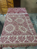 Red & Cream Blanket with Tasseled Edges