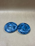 Blue Bath Aqua Glass Tealight Candle Holders - Pair