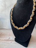 Bronze Tone & Faceted Silver Bead Twisted Rope Necklace