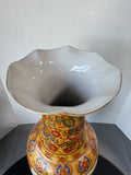 Japanese Vintage Satsuma Style Large Porcelain Fluted Vase