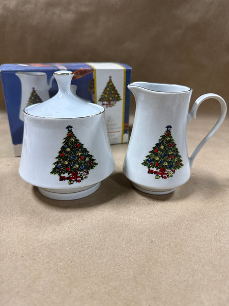 2 Piece Sugar And Creamer Christmas Tree Set With Box