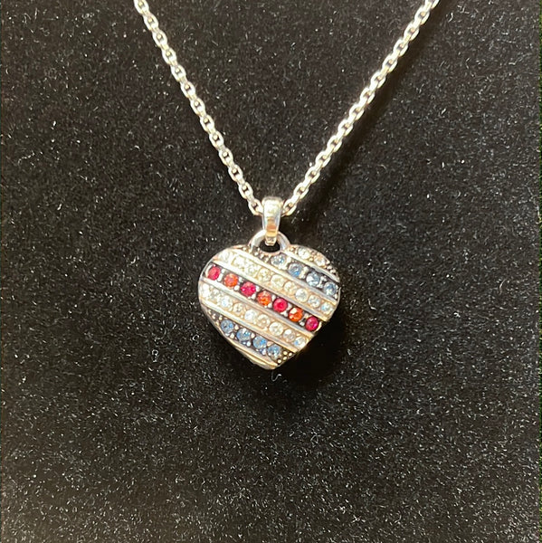 Brighton Necklace with Patriotic Heart Pendant