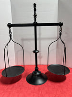 Rustic Farmhouse Black Metal Lightweight Balancing Scale Candle Holder or Plant Stand