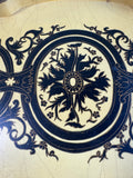 Heavyweight Resin Vintage Toleware Medallion Oval Footed Serving Tray AS IS (READ DESCRIPTION CAREFULLY)