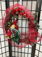 21” Stuffed Reindeer Christmas Wreath
