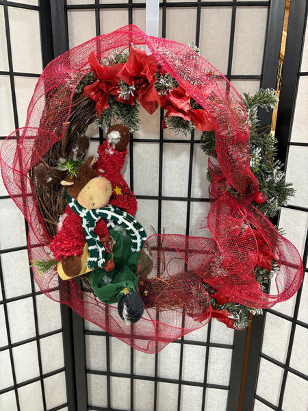 21” Stuffed Reindeer Christmas Wreath