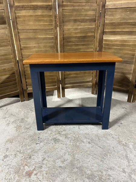 Navy Painted Side table with Oak Tone Table Top