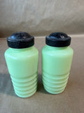 Pair Of Ribbed Jadeite Uranium GLOWS (A9)