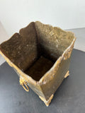 Antique Brass Embossed Coal Box with Double Lion Heads