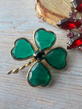 Pair of Gold Tone Rhinestone Brooches (C)