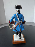 Maison du Roi Van Gerdinge Sitzendorf Porcelain French Soldier with Wooden Base & Box