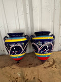 Ceramic Planters, (2) blue/red/yellow