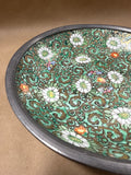 (A) Japanese Porcelain Ware Pewter Encased Trinket Dish