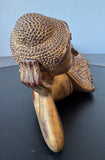 Reclining Burmese Mandalay Style Gilded Vintage Wooden Buddha with Glass Inlay