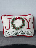 Joy to the World Needlepoint Holiday Accent Pillow