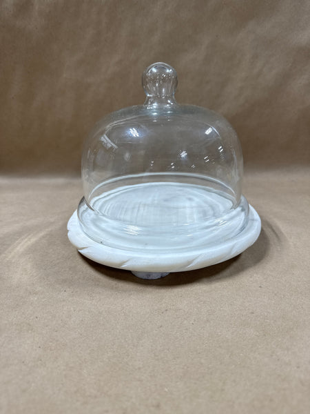 Heavy Round Footed Marble Glass Dome