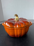 Orange Smith & Clark Ironworks 2 Qt Enameled Cast Iron Pumpkin Dutch Oven