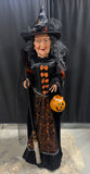(A) 5.5FT Broomstick Boulevard Pumpkin Halloween Witch