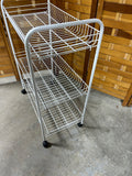 Lightweight White Rolling Metal Wire Cart