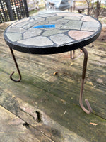 Low Mosaic Top Plant Stand w/Metal Legs