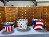 Americana/4th of July Set of 3 Metal Beverage Buckets, Various size