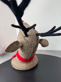Wool Felt Reindeer Bust Wall Mount