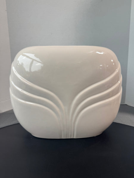 Haeger Style Cream Oval Ceramic Vase