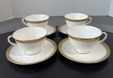 (C) 8- Piece Royal Doulton England Clarendon Fine Bone China Pedestal Teacups & Saucers Set