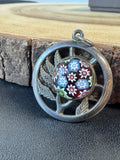 Scottish Caithness Silver Tone Millefiori Glass Pendant