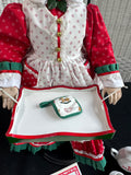 Danbury Mint Porcelain Mrs Claus Doll with Tea Set, Accessories & Stand in Box