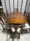 Double Pedestal Dining Table, 3 Leaves, Table Pads and (8) Chairs by Powell's Furniture***HEAVY ITEM***READ DETAILS ON PICK UP POLICY***