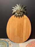 Wooden Pineapple with Gold Tone Leaves