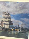 Ocean Monarch Leaving New York Print by Roy Cross; Signed