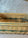 Large Woven Rectangle Longaberger Basket With Green Trim