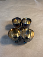 (B) Set Of 4 Footed Silver Plate Egg Cups
