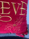 Believe Embroidered Velvet Holiday Throw Pillow