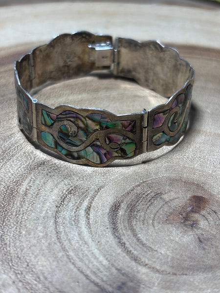 Sterling Bracelet with Abalone Inlay - AS IS