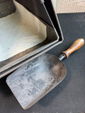 Antique Black Metal & Brass Coal Box with Shovel