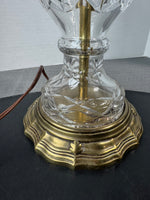 Hollywood Regency Style Brass & Cut Crystal Lamp (WORKS)