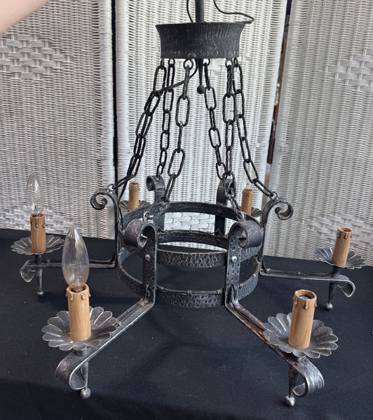 Spanish Gothic Style Wrought Iron Chandelier