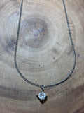 Silver-Tone Necklace & Faux Diamond Pendant