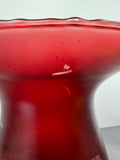 Red Frosted Glass Vase with Asian Emblem