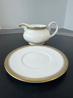 (A) Royal Doulton England Clarendon Fine Bone China Gravy Boat with Saucer